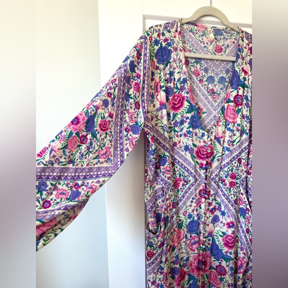 Spell Purple and Pink Floral Midi Dress - Picture 2 of 6